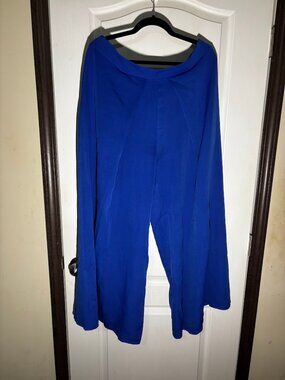 Royal Blue Wide Leg Culotte Pants Foldover Waist Size 1XL